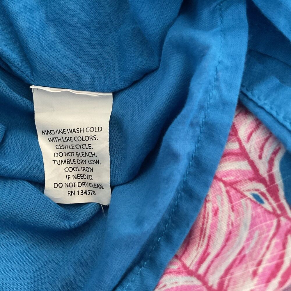 🌴 Vineyard Vines Pink & Blue Leaf Print Maxi Dress – Size 4 - Picture 6 of 6